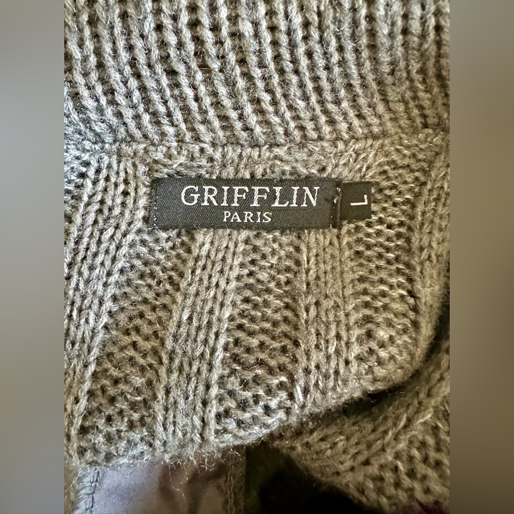 Grifflin Women’s Gray Knit Cardigan Sweater with Colorful Accents RARE - Picture 9 of 10